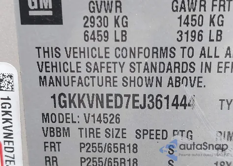 2014 GMC Acadia Sle-1 from USA, damaged, VIN 1GKKVNED7EJ361444